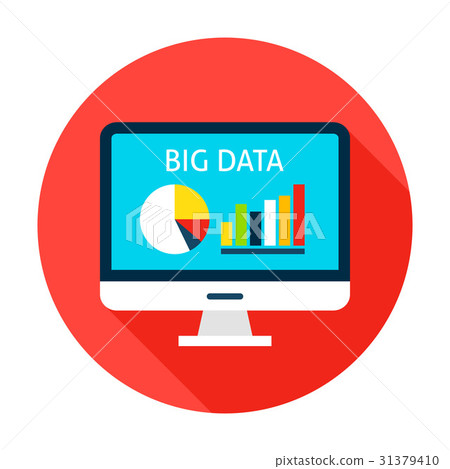 Big Data Computer Flat Circle Icon 31379410