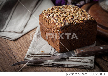 Whole Grain rye bread with seeds. 31381881