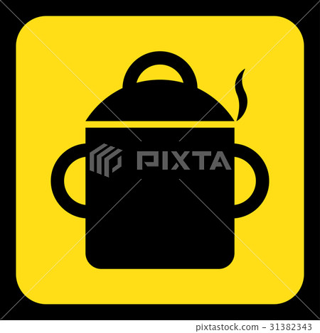 图库插图 yellow black sign cooking pot with smoke icon