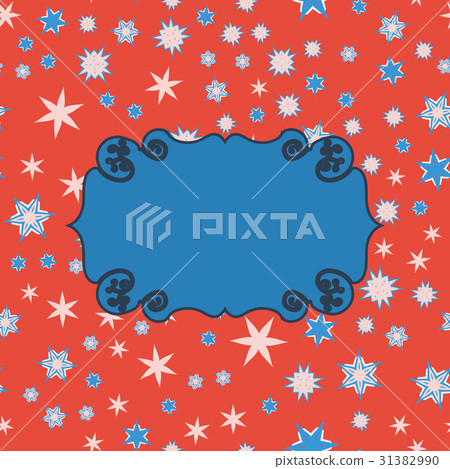 Scrapbooking template blue on red place for text 31382990