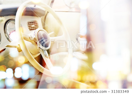 car interior and city street night view car interior and city street night view 31383349
