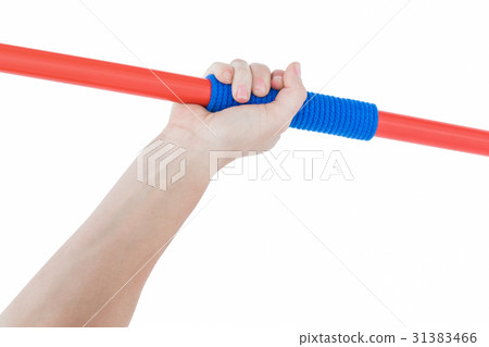 Close up of a hand holding a javelin 31383466