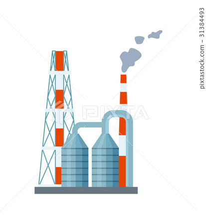 Modern Power Plant Isolated Vector Icon Stock Illustration