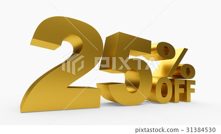 3D rendering golden discount 25 percent off 31384530