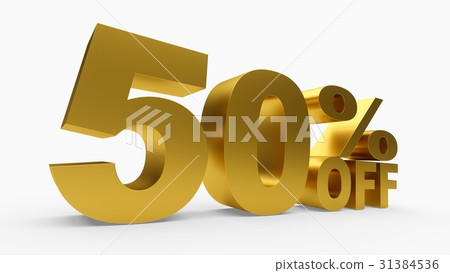 3D rendering golden discount 50 percent off 3D rendering golden discount 50 percent off 31384536