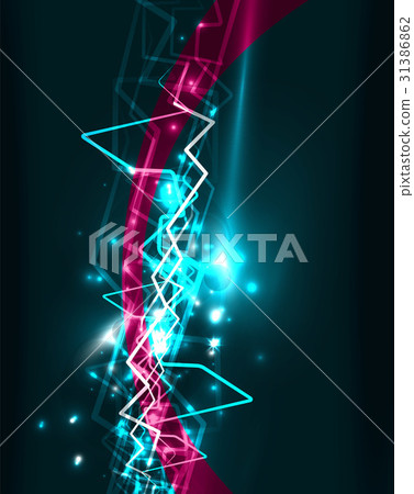 Neon lightning vector background 31386862