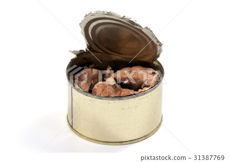 Opened metal can with conserved sardines fish Opened metal can with conserved sardines fish 31387769