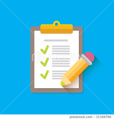 vector Clipboard icon with checkmarks and pencil vector Clipboard icon with checkmarks and pencil 31389766