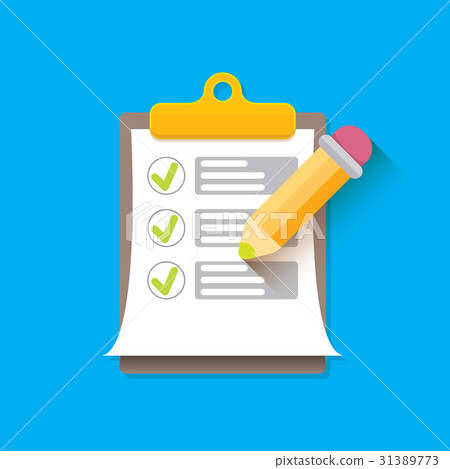 vector Clipboard icon with checkmarks and pencil vector Clipboard icon with checkmarks and pencil 31389773