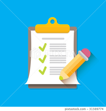 vector Clipboard icon with checkmarks and pencil vector Clipboard icon with checkmarks and pencil 31389774
