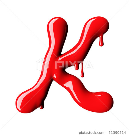 Glossy red letter K uppercase. 3D rendering 31390314