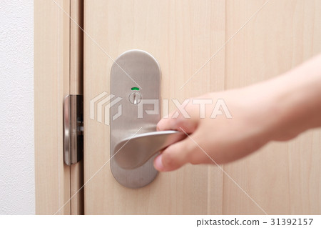 Door (door lever lever hands female body parts person face no entrance door my home house) 31392157