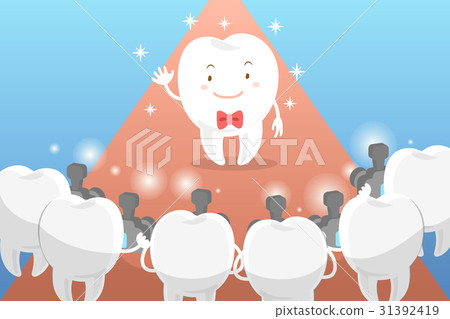 cartoon tooth with paparazzi 31392419