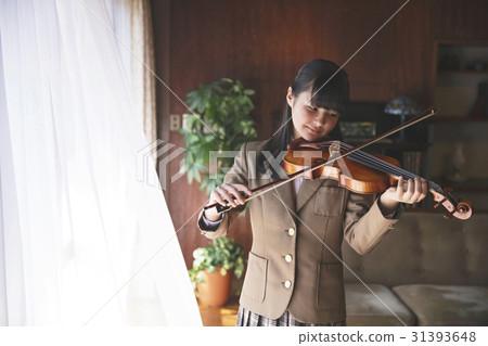 學習豐富的小提琴的女孩 31393648