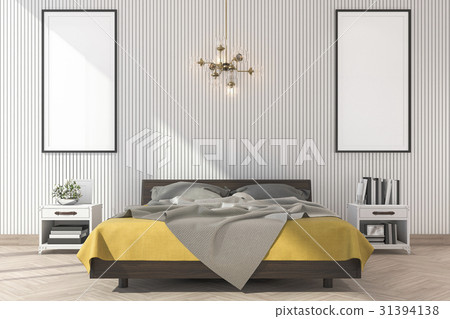 minimal yellow bed with mock up frame in bedroom minimal yellow bed with mock up frame in bedroom 31394138