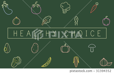 Graphic of various vegetable icons healthy nutrition 31394352