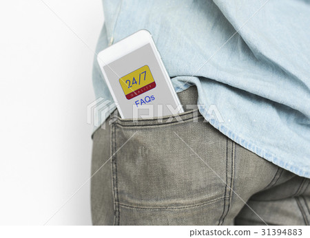 Digital mobile smart phone inside a pocket 31394883