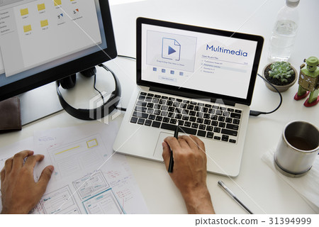 The use of a variety of artistic or communicative media. 31394999