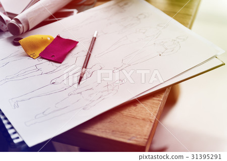 Fashion designer skaetchbook drawing ideas costume 31395291