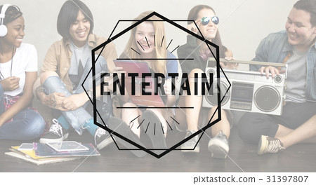 Entertain Vintage Vector Graphic Concept Entertain Vintage Vector Graphic Concept 31397807