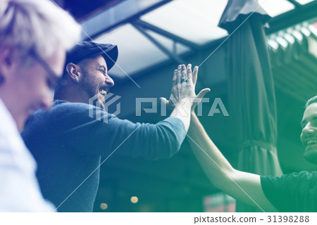 Group of people meeting and high five 31398288