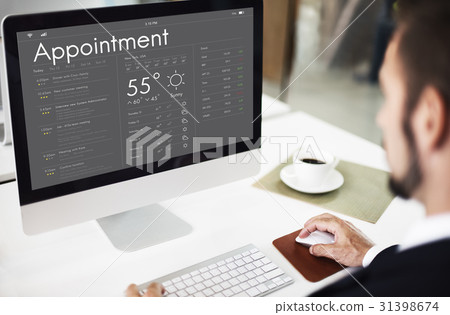 Man checking appointment on personal organizer schedule 31398674