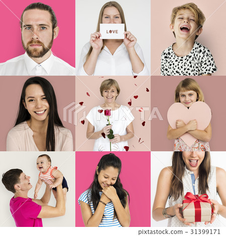 Set of Diversity People with Heart Love Studio Collage Set of Diversity People with Heart Love Studio Collage 31399171