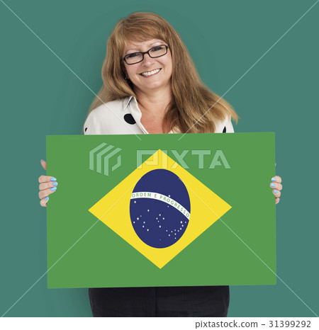 Woman Hands Hold Brazil Flag Patriotism 31399292