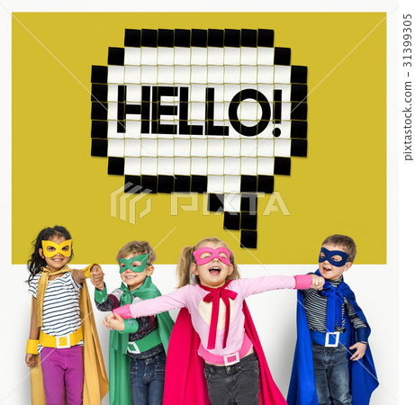Kids Say Hello Hi Greeting Speech Bubble Graphic Kids Say Hello Hi Greeting Speech Bubble Graphic 31399305