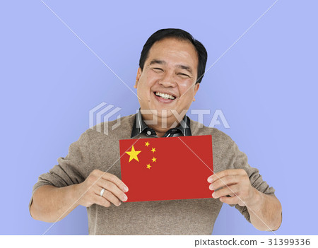 Man Hands Hold China Flag Patriotism 31399336