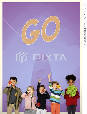 Group of school kids with aspiration word graphic Group of school kids with aspiration word graphic 31399788