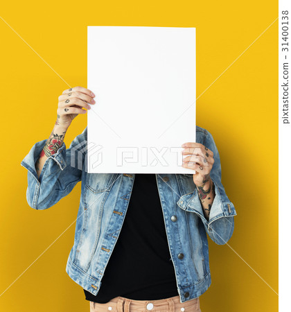 Tattoo People is Holding Placard 31400138