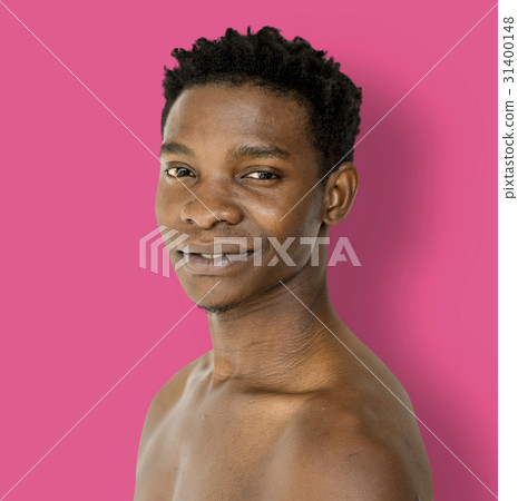 Happiness african man smiling bare chest studio portrait Happiness african man smiling bare chest studio portrait 31400148