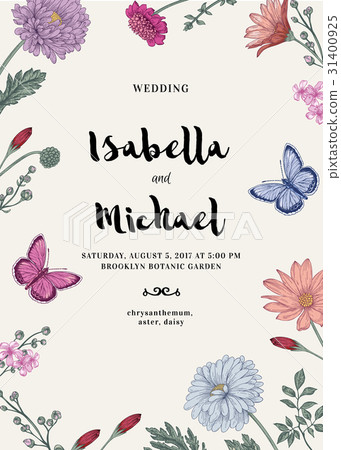 Background with butterflies and flowers. 31400925