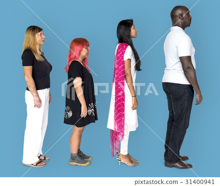 Group of diverse people standing in a row Group of diverse people standing in a row 31400941
