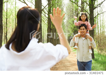 Happy family of three 31401471