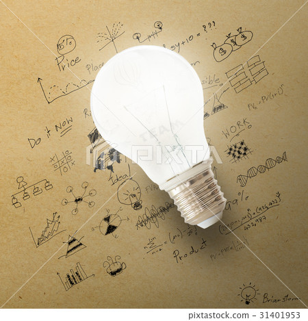 Light bulb with drawing of business strategy plan 31401953
