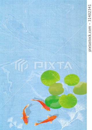 水草和金魚日本紙的日式形象 31402341