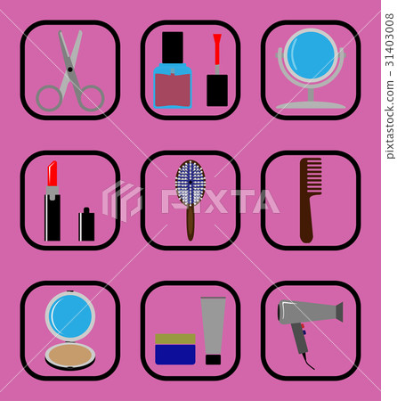 Beauty flat icons set 31403008