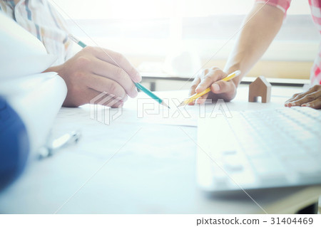 Teamwork off engineer meeting for architectural project. 31404469