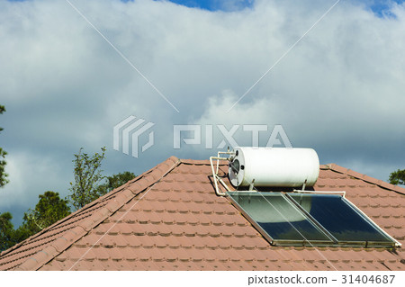 The solar water heater at the rooftop 31404687