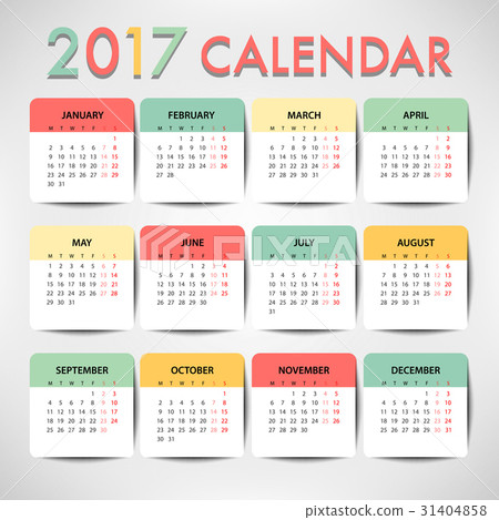 Pastel color Calendar for 2017 template design. 31404858
