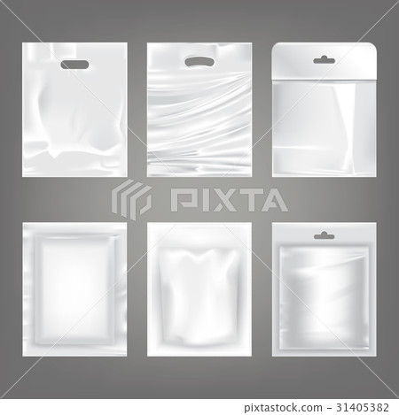 Set of vector illustrations of white plastic empty 31405382