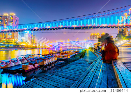 View of Xindian riverside area at night 31406444