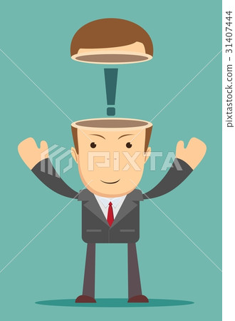 Open minded man with exclamation mark inside. 31407444