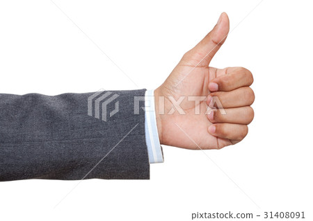 Hand of business man with thumb up 31408091