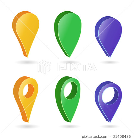 3d Map Pointer Vector. Colorful Set of Modern Map - Stock Illustration ...