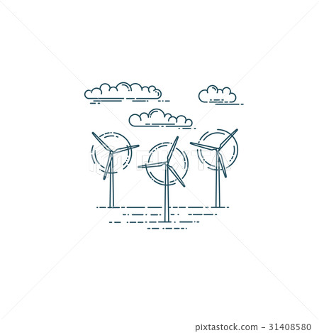 Wind generator turbines and clouds. 31408580