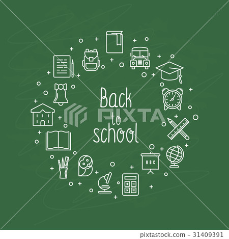 Back to school concept with thin line icons 31409391