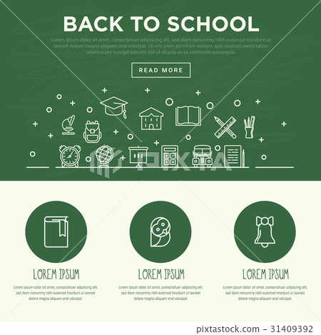 Back to school concept with thin line icons Back to school concept with thin line icons 31409392